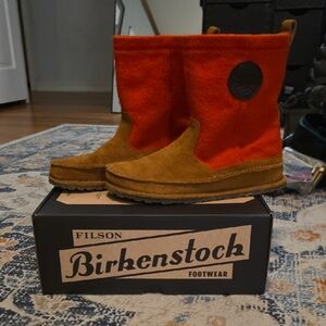 Birkenstock Orange and Tan Boots